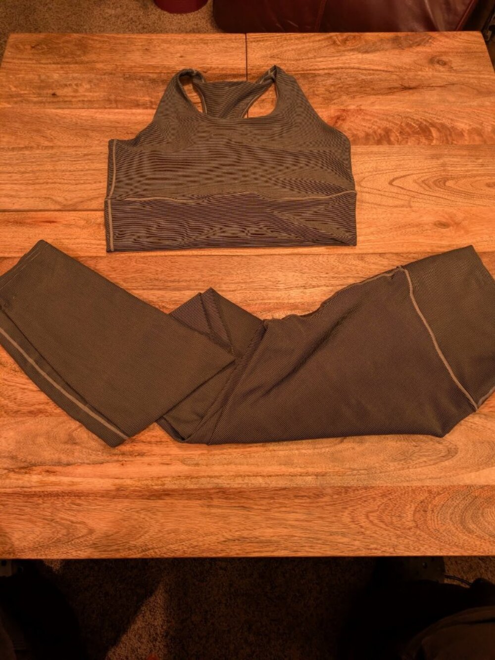 Colorado Threads Grey Microstripe Longline Sports Bra & Yoga Pants, LARGE